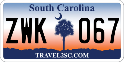 SC license plate ZWK067