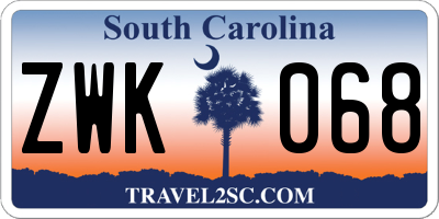 SC license plate ZWK068