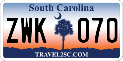SC license plate ZWK070