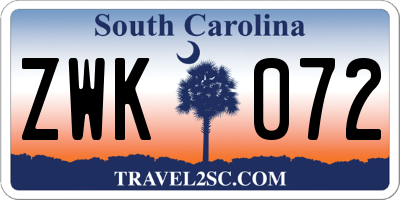 SC license plate ZWK072
