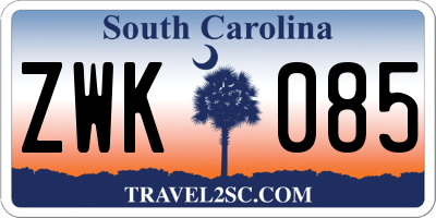 SC license plate ZWK085