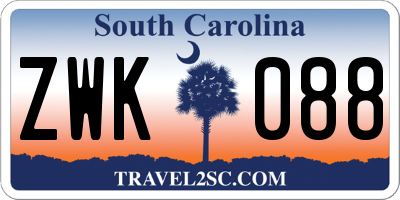 SC license plate ZWK088