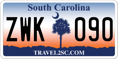 SC license plate ZWK090