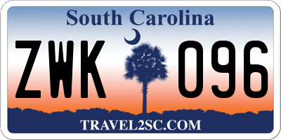 SC license plate ZWK096