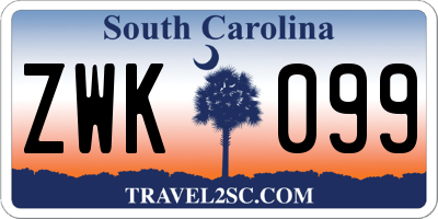 SC license plate ZWK099