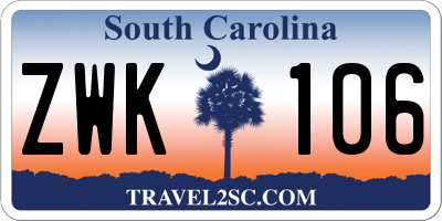 SC license plate ZWK106