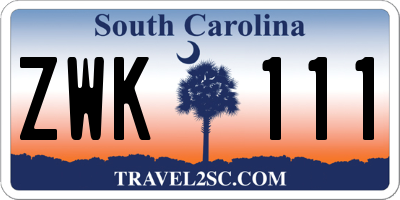 SC license plate ZWK111
