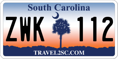 SC license plate ZWK112
