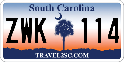 SC license plate ZWK114