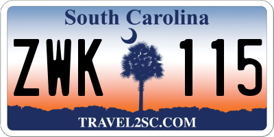 SC license plate ZWK115