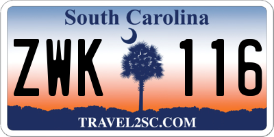 SC license plate ZWK116