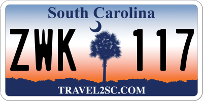 SC license plate ZWK117