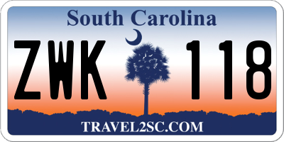 SC license plate ZWK118