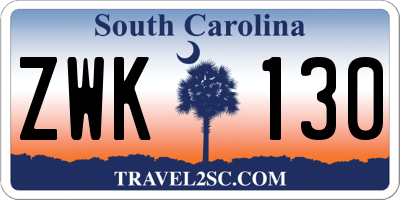 SC license plate ZWK130