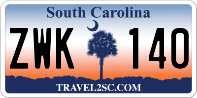 SC license plate ZWK140