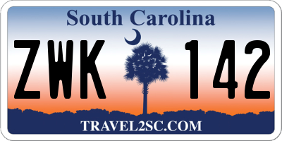 SC license plate ZWK142