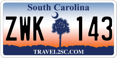 SC license plate ZWK143