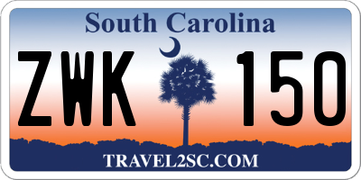 SC license plate ZWK150