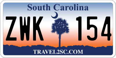 SC license plate ZWK154