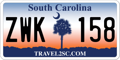 SC license plate ZWK158