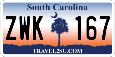 SC license plate ZWK167