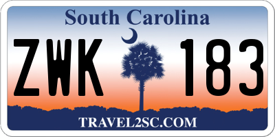 SC license plate ZWK183