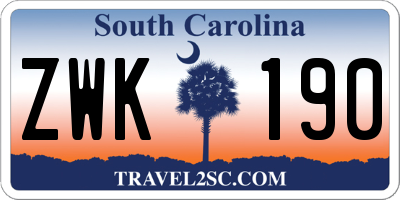 SC license plate ZWK190