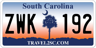 SC license plate ZWK192