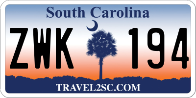 SC license plate ZWK194