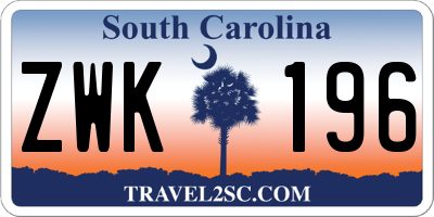 SC license plate ZWK196