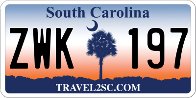 SC license plate ZWK197