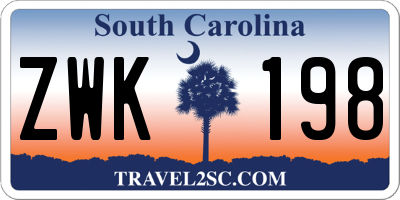 SC license plate ZWK198
