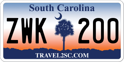 SC license plate ZWK200