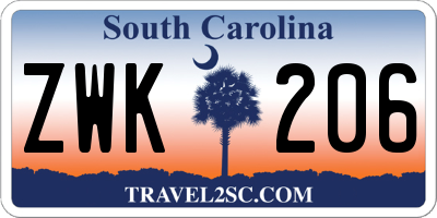 SC license plate ZWK206