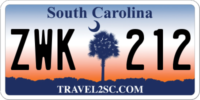 SC license plate ZWK212