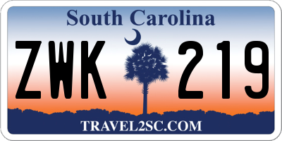 SC license plate ZWK219