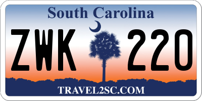 SC license plate ZWK220