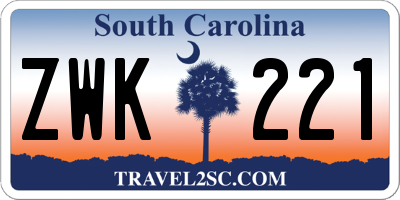 SC license plate ZWK221