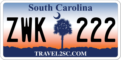 SC license plate ZWK222
