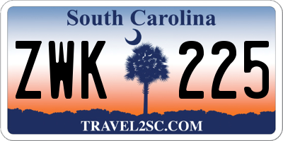 SC license plate ZWK225