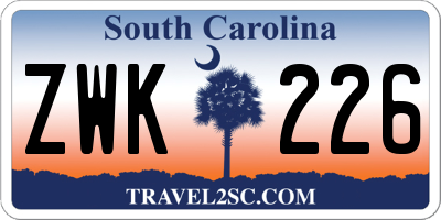 SC license plate ZWK226
