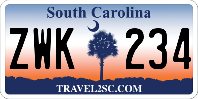 SC license plate ZWK234