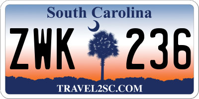 SC license plate ZWK236