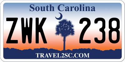 SC license plate ZWK238