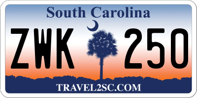 SC license plate ZWK250