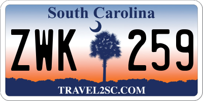SC license plate ZWK259
