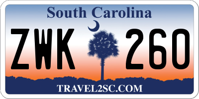 SC license plate ZWK260