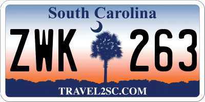 SC license plate ZWK263