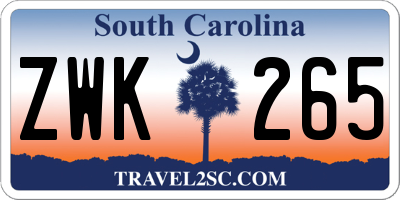 SC license plate ZWK265