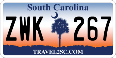 SC license plate ZWK267